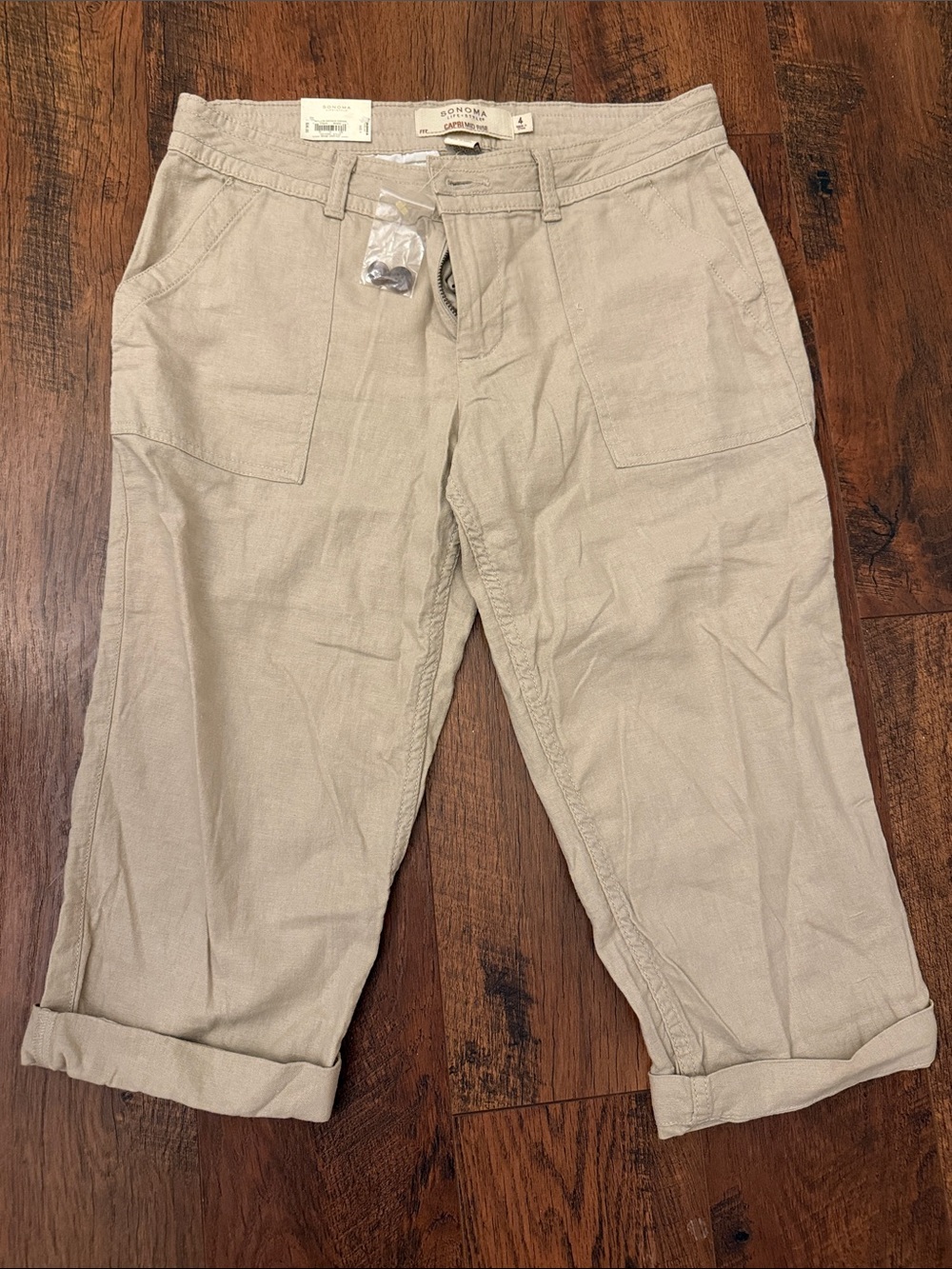 Sonoma Tan Cropped Midrise Capri Pants